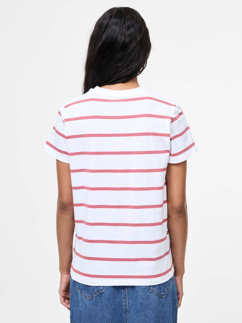 French Connection Striped Balloon Heart Amour T-Shirt White/Rose Kiss