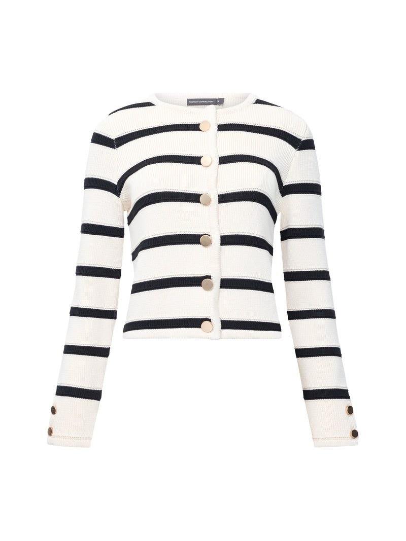 french connection Striped Knitted Coatigan Classic Cream/Black