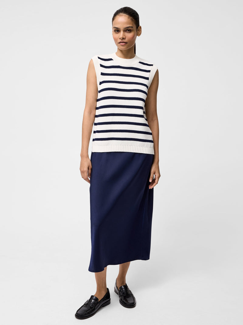 French Connection Striped Oversize Knit Tank Ecru/Midnight