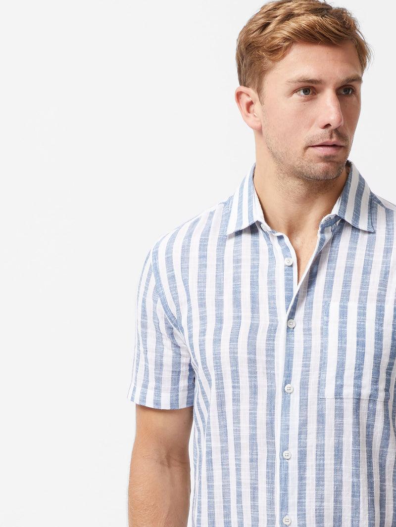 French Connection Striped Short Sleeve Shirt White/Blue Stripe