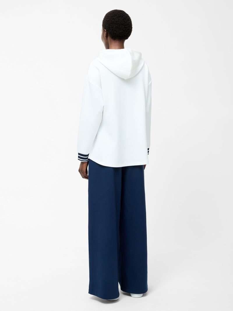 French Connection Striped Trim Pullover Hoodie Summer White/Midnight