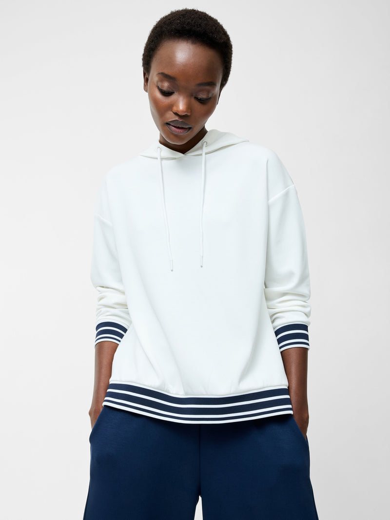 french connection Striped Trim Pullover Hoodie Summer White/Midnight