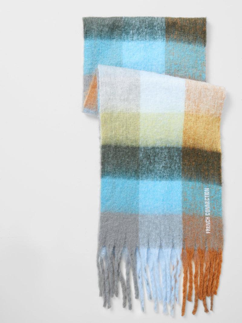 French Connection Super Soft Check Scarf Multi Blue