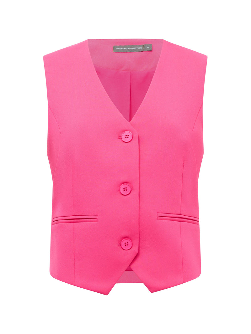 French Connection Tailored V-Neck Waistcoat Raspberry Sorbet