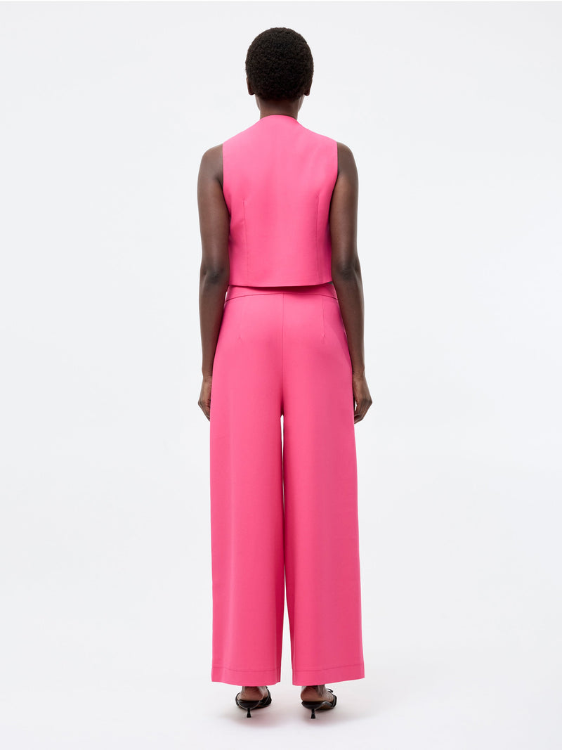 French Connection Tailored Wide Leg Trousers Raspberry Sorbet