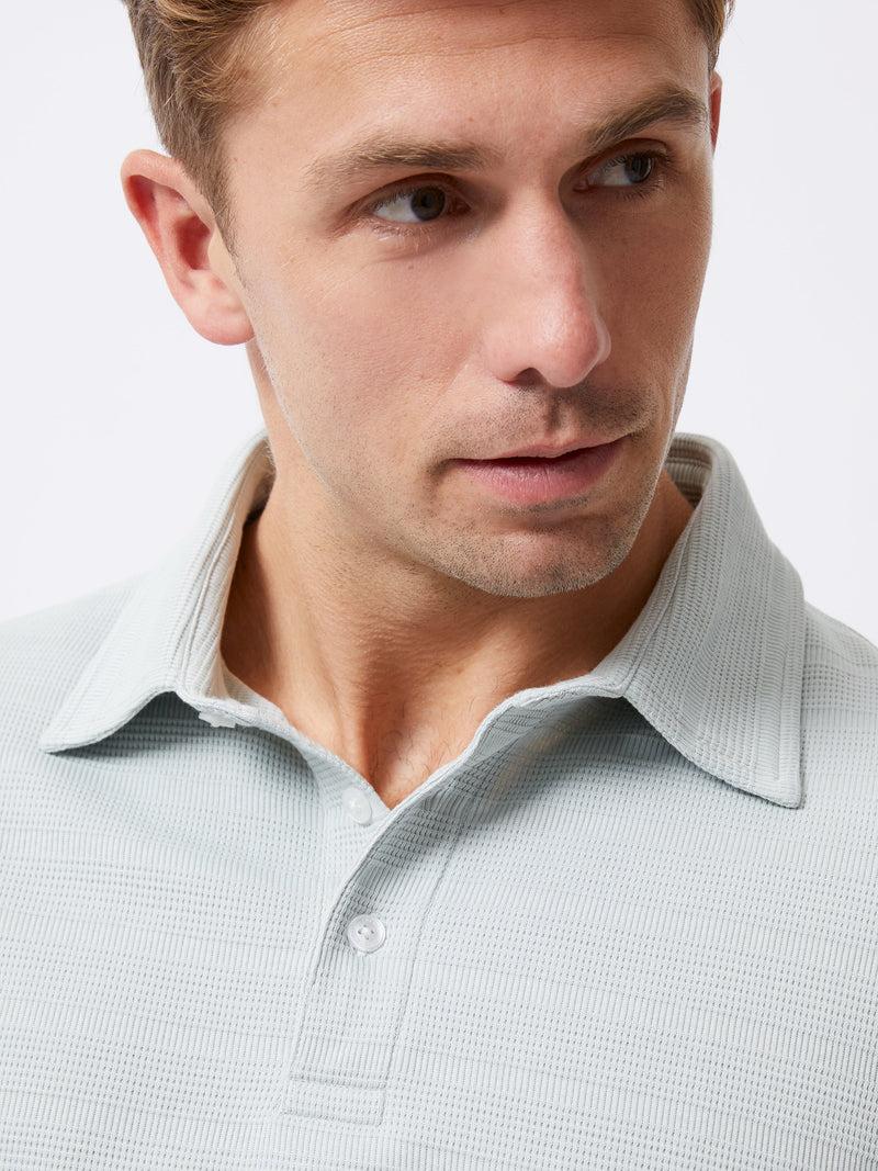 French Connection Textured Button Polo Shirt Mist Green