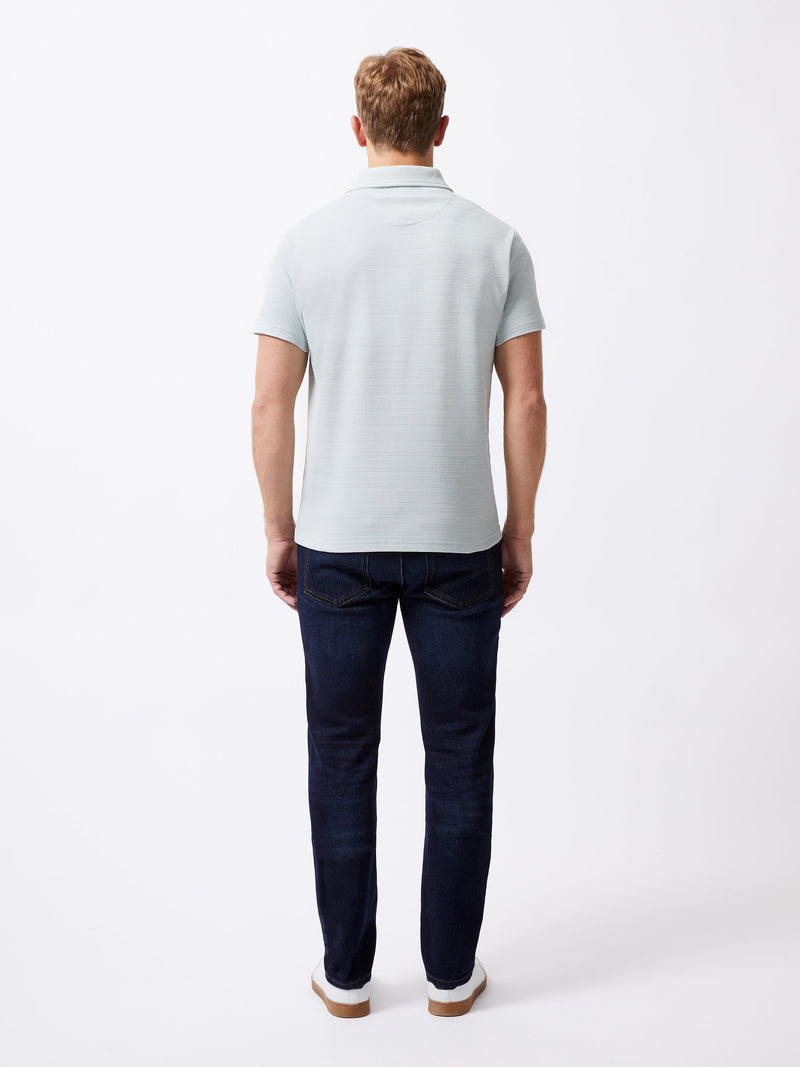French Connection Textured Button Polo Shirt Mist Green