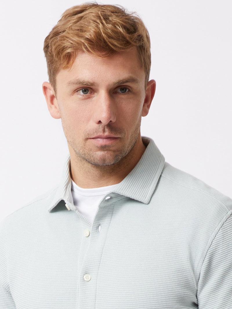 French Connection Textured Short Sleeve Shirt Mist Green