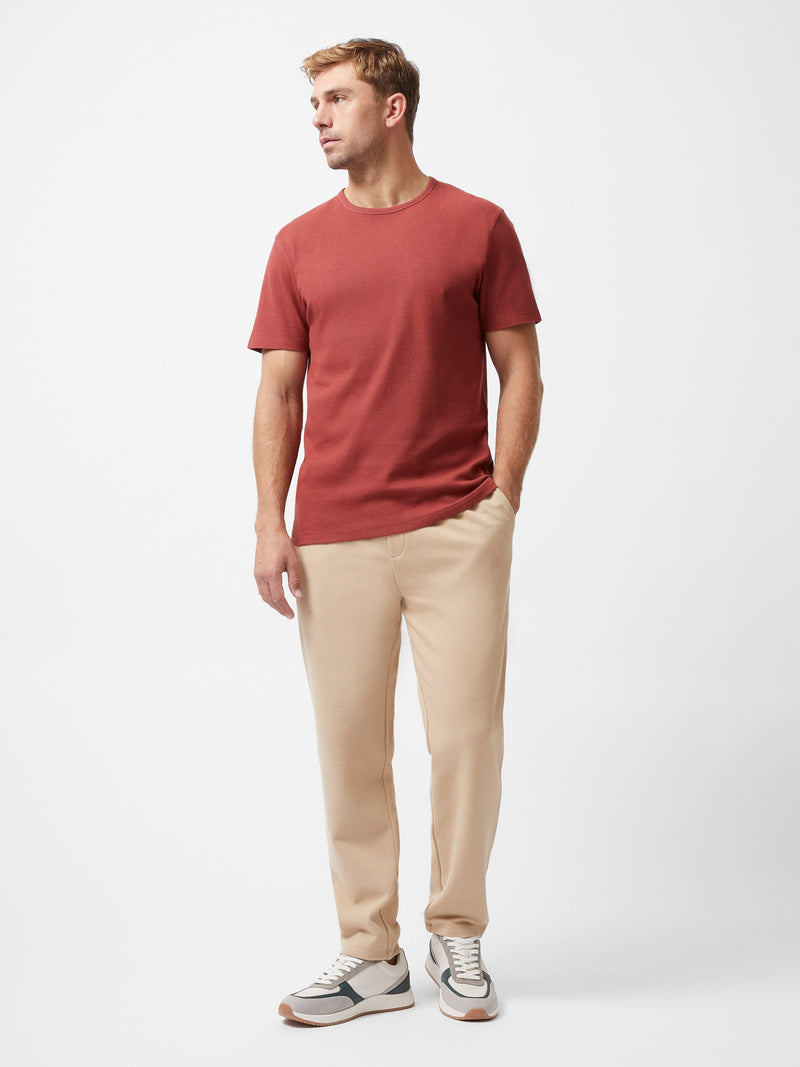 French Connection Textured Short Sleeve T-Shirt Red Brick