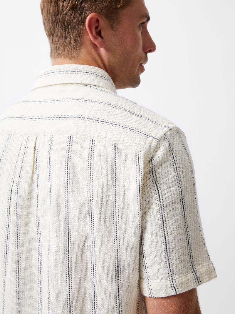 French Connection Textured Stripe Short Sleeve Shirt Ecru/Navy