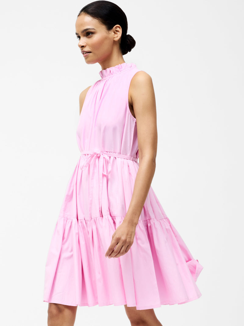 french connection Tiered Poplin Mini Dress Strawberry Shake