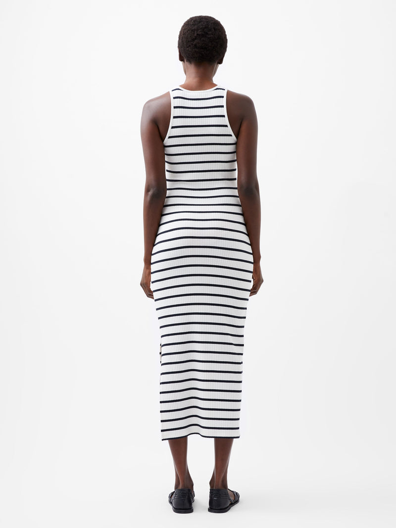 French Connection Tommy Rib Stripe Racer Back Dress Summer Wh/Utility Bl