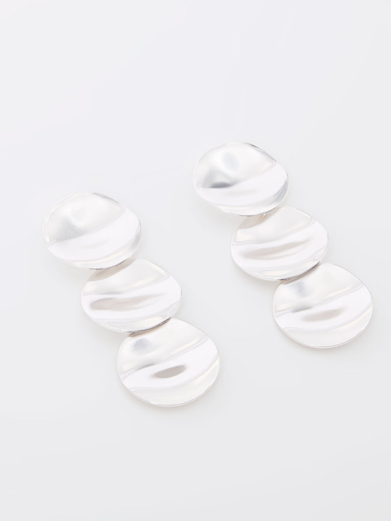 French Connection Triple Circle Drop Earrings Silver