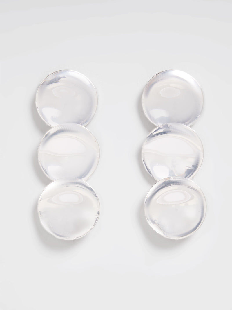 french connection Triple Circle Drop Earrings Silver