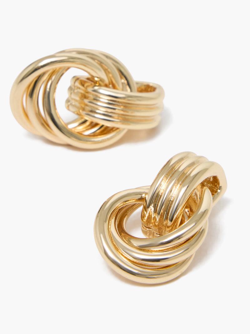 French Connection Triple Row Knot Earrings Warm Gold