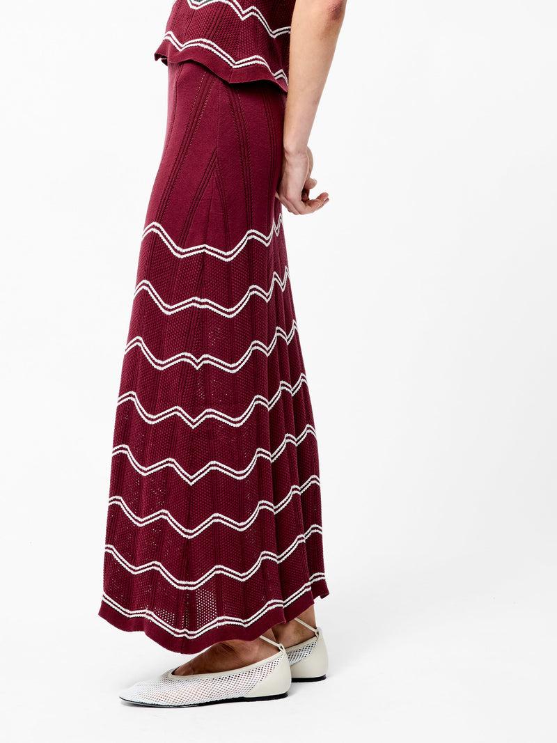 French Connection Trudy Crochet Maxi Skirt Summer Burgundy/Summ
