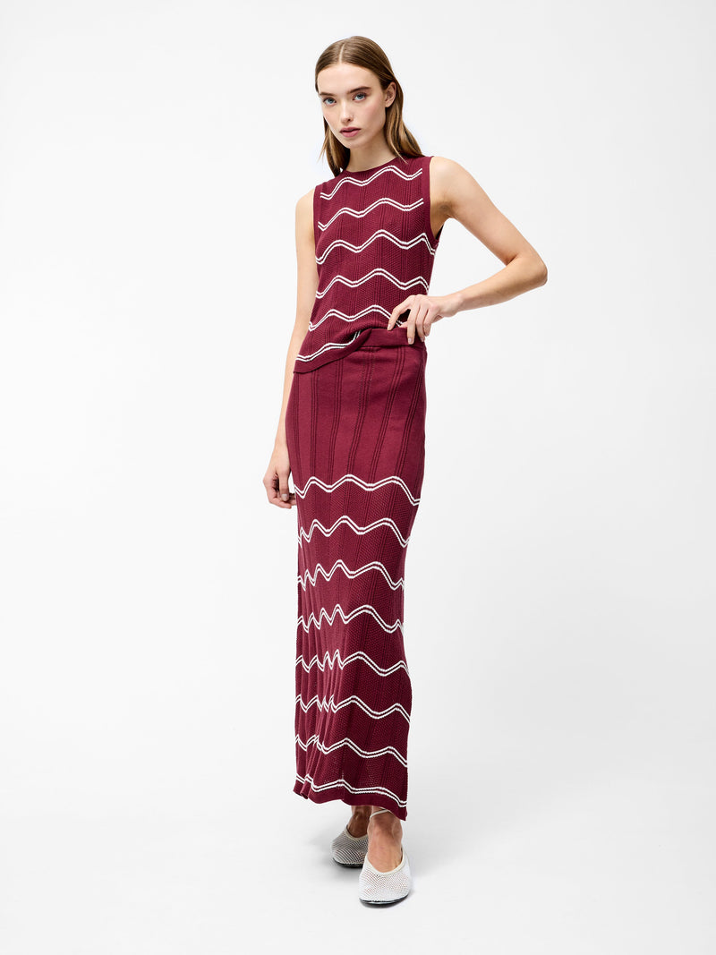 french connection Trudy Crochet Maxi Skirt Summer Burgundy/Summ