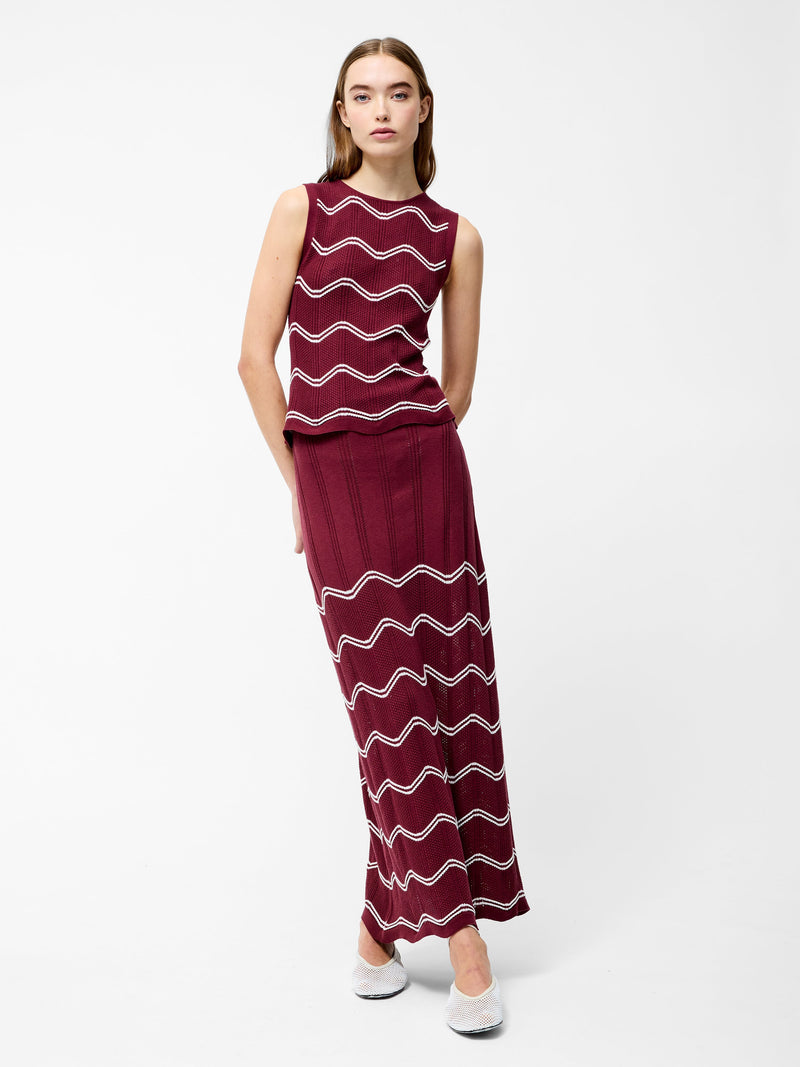 French Connection Trudy Crochet Sleeveless Top Summer Burgundy/Summ