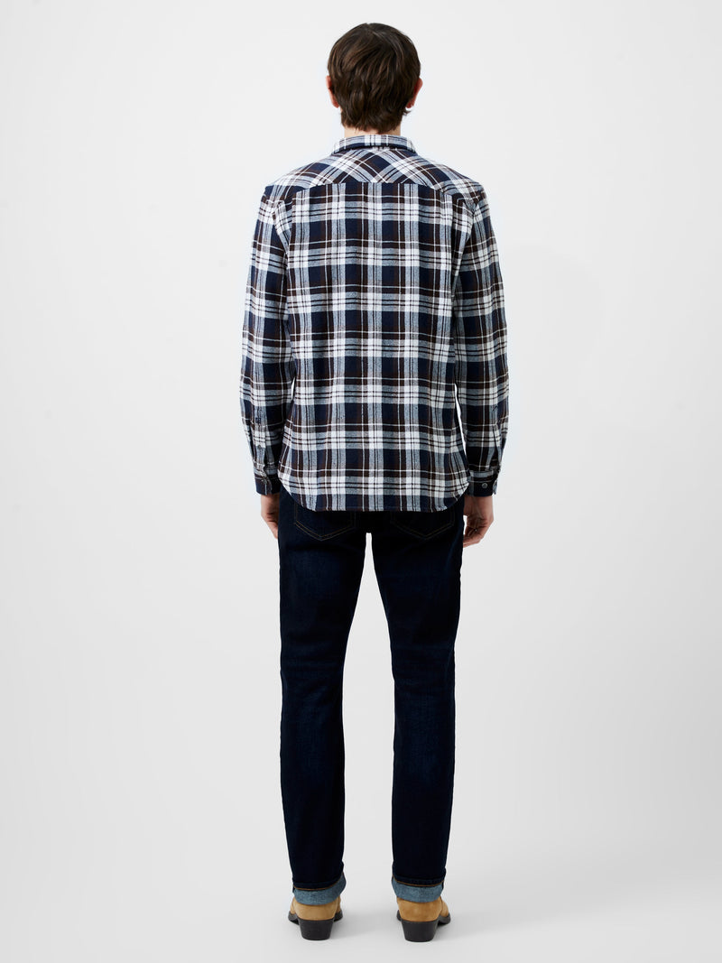 French Connection Unbrushed Flannel Check Shirt Navy Check