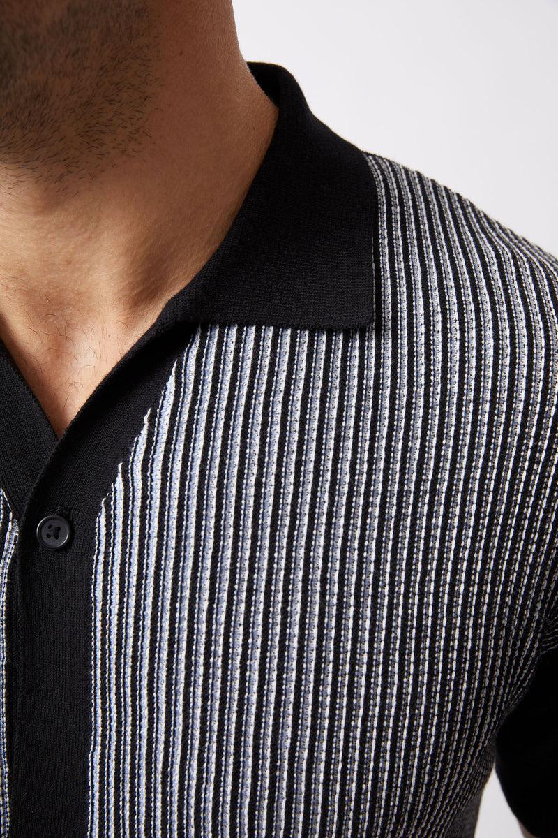 French Connection Vertical Striped Button Through Shirt Navy/Ecru