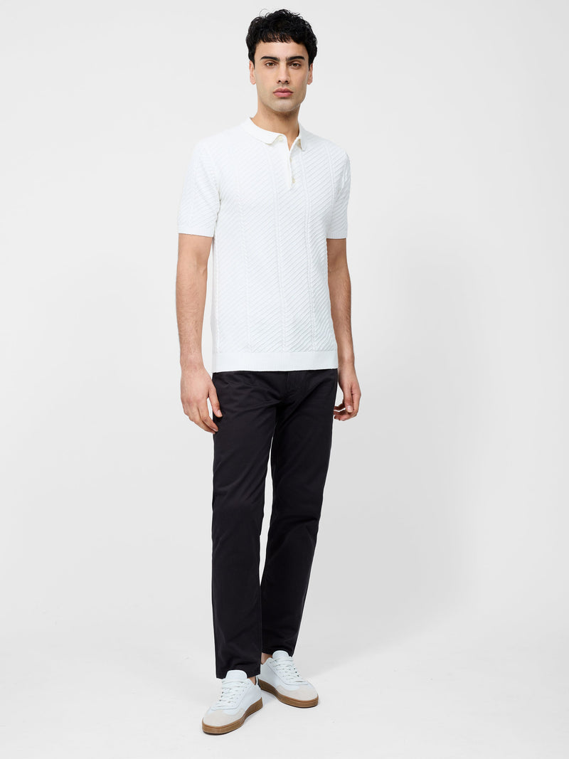 French Connection Vertical Textured Stripe Polo Stone