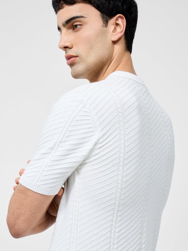 French Connection Vertical Textured Stripe Polo Stone