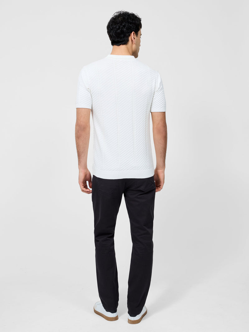 French Connection Vertical Textured Stripe Polo Stone