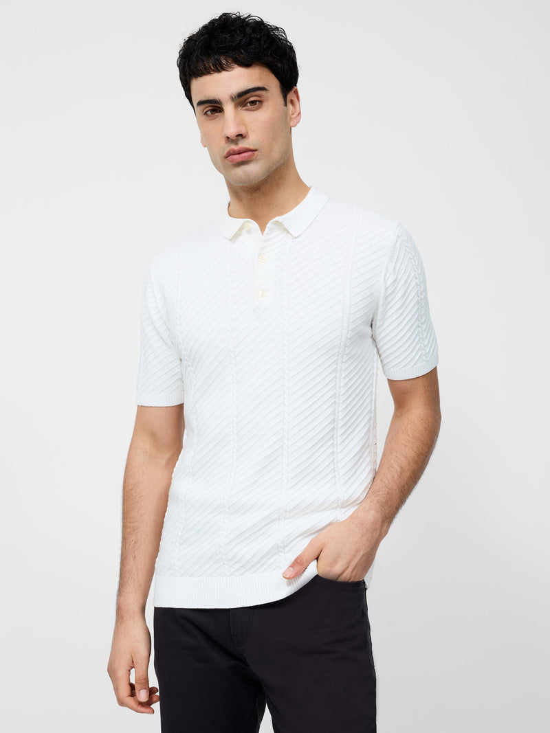 french connection Vertical Textured Stripe Polo Stone