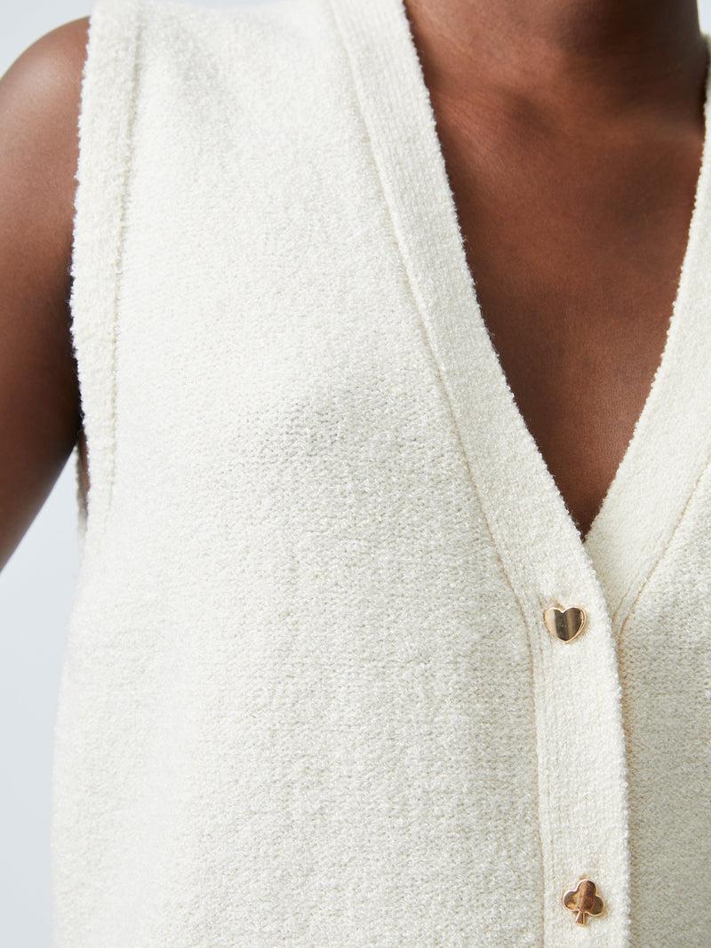 French Connection Vhari Recycled Button Down Vest Porcelain Cream