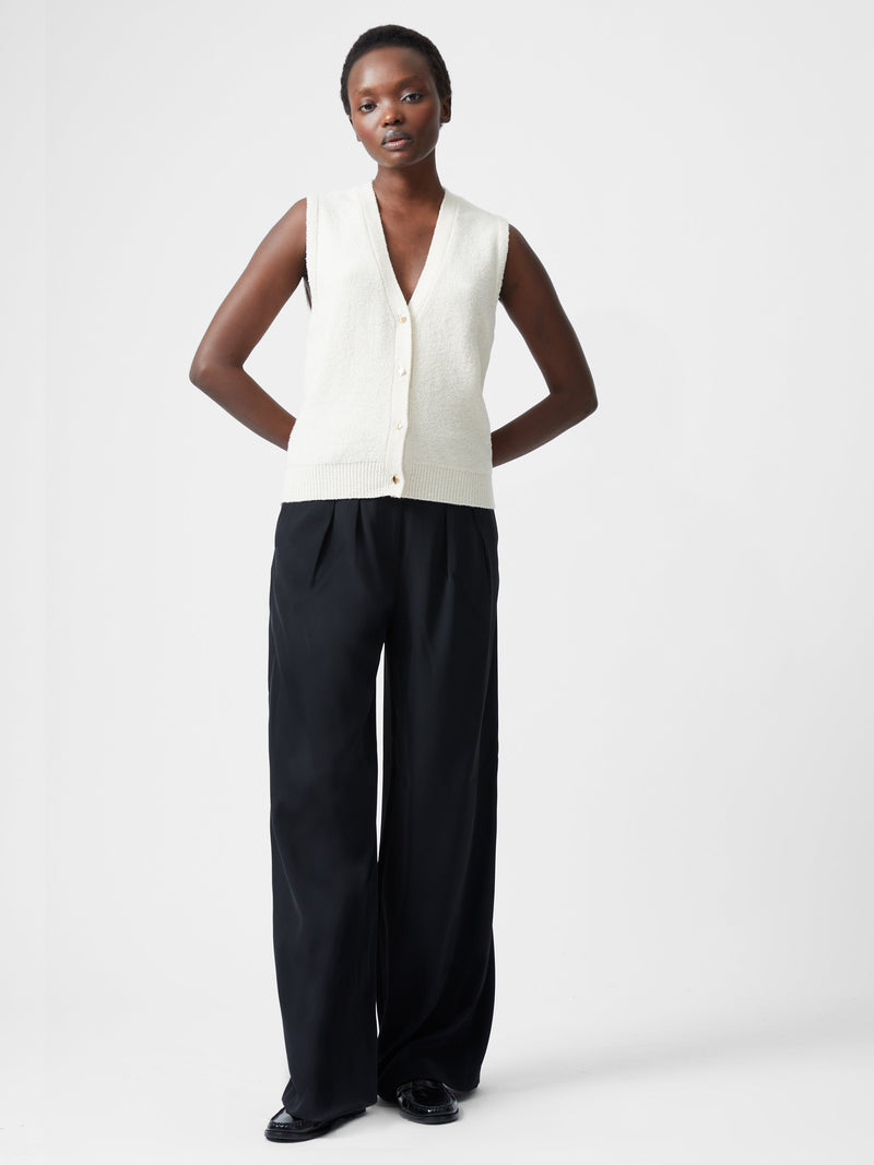 French Connection Vhari Recycled Button Down Vest Porcelain Cream