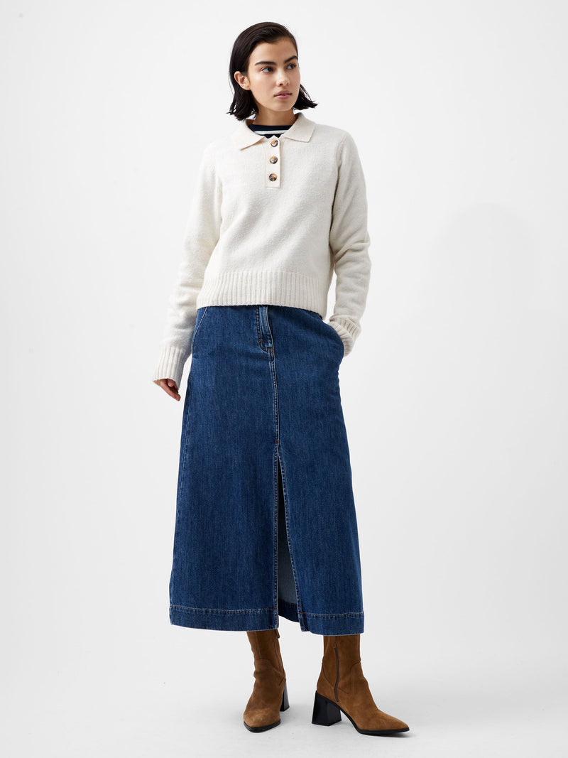 French Connection Vhari Recycled Long Sleeve Button Up Jumper Oatmeal Mel