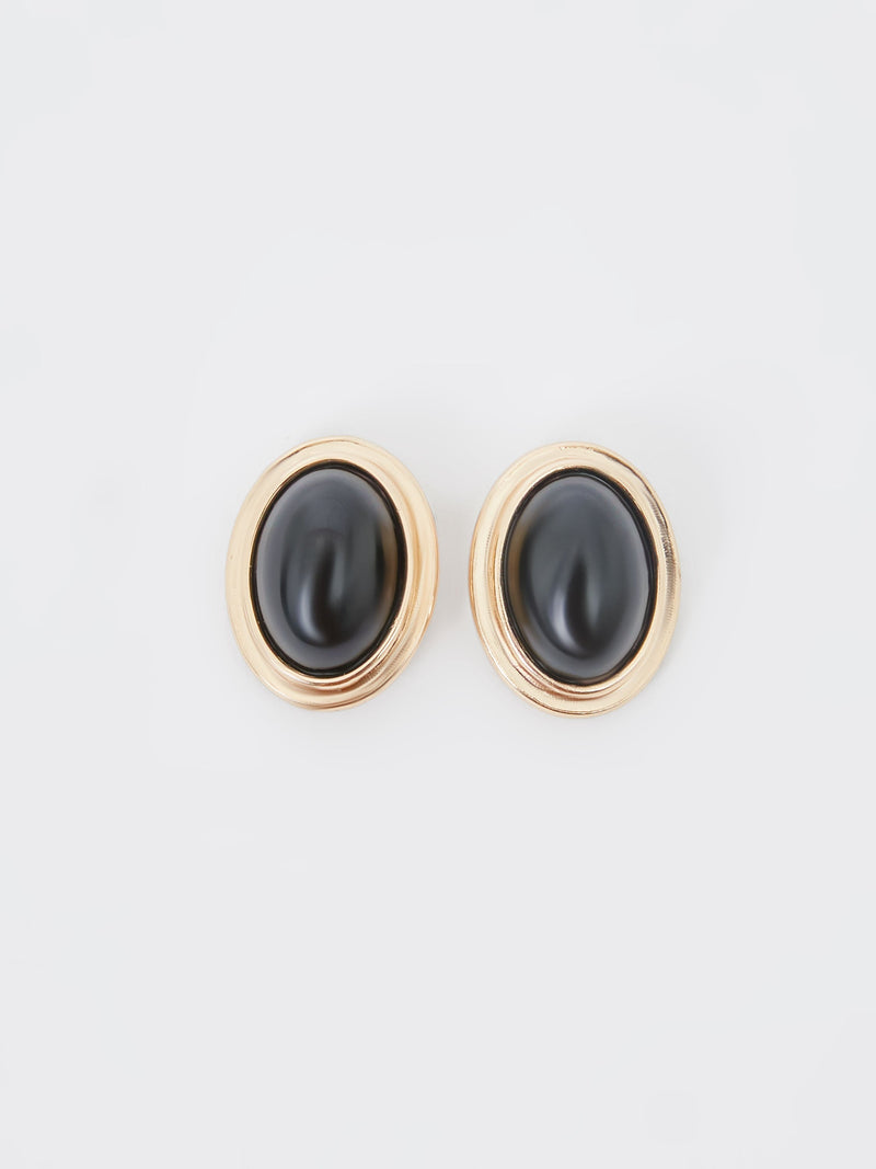 french connection Vintage Look Oval Studs Gold/Black