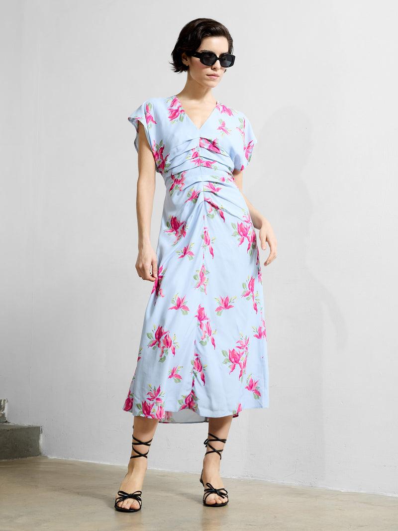 french connection Vivienne Eco Viscose Front Dress Sky Blue