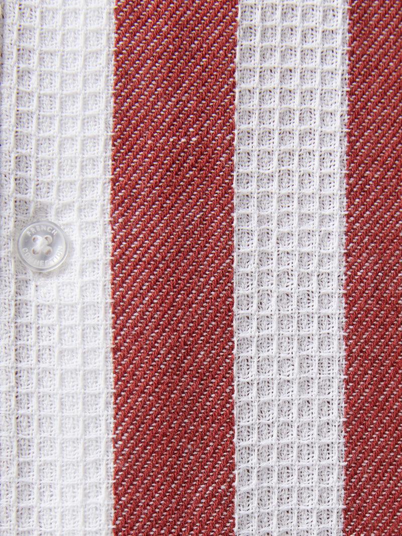 French Connection Waffle Stripe Short Sleeve Shirt Red/White Stripe