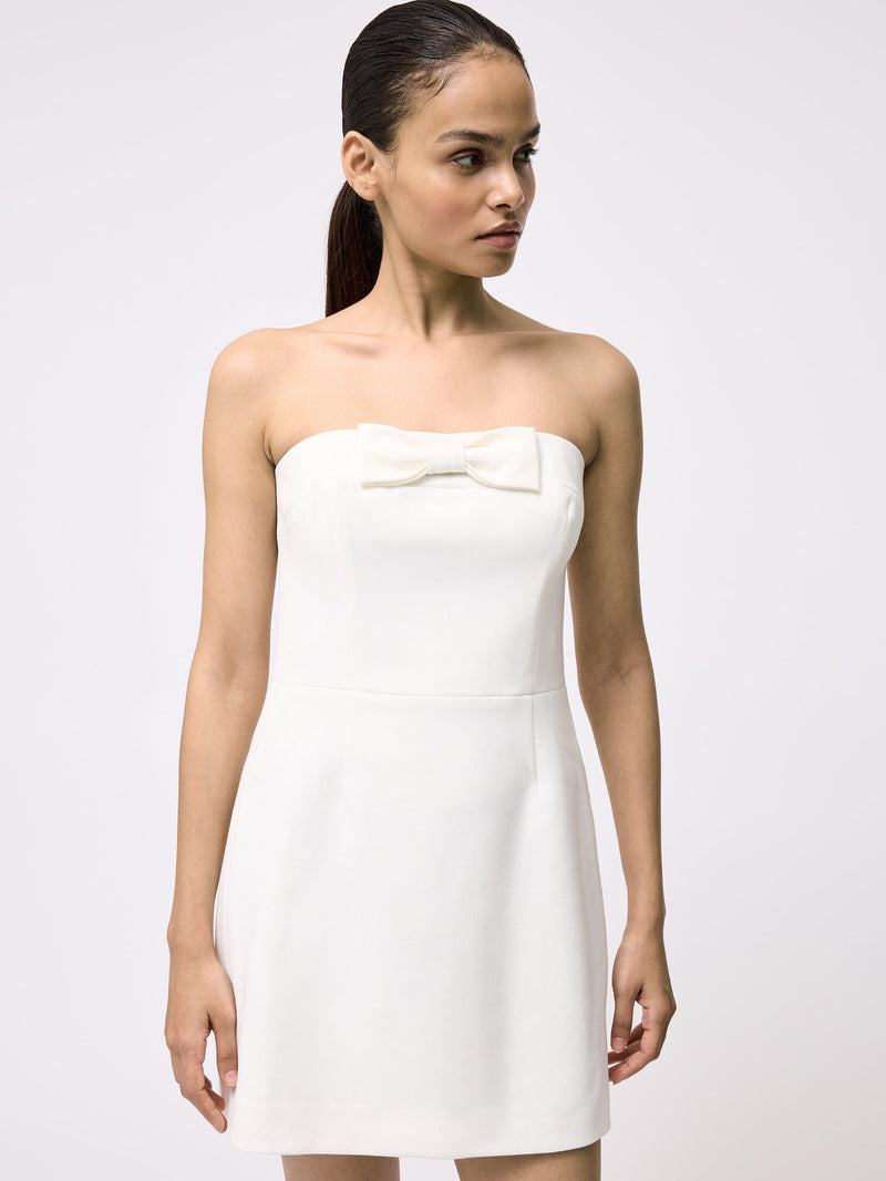French Connection Whisper Bow Mini Dress Summer White