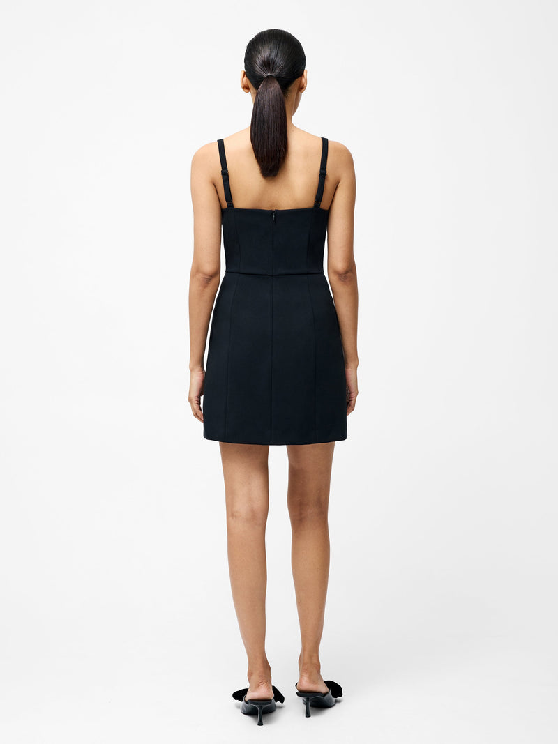 French Connection Whisper Bow Slit Strappy Mini Dress Black