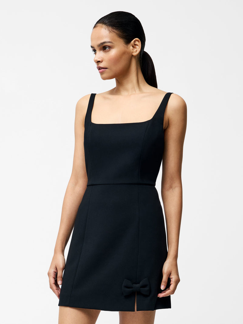 french connection Whisper Bow Slit Strappy Mini Dress Black