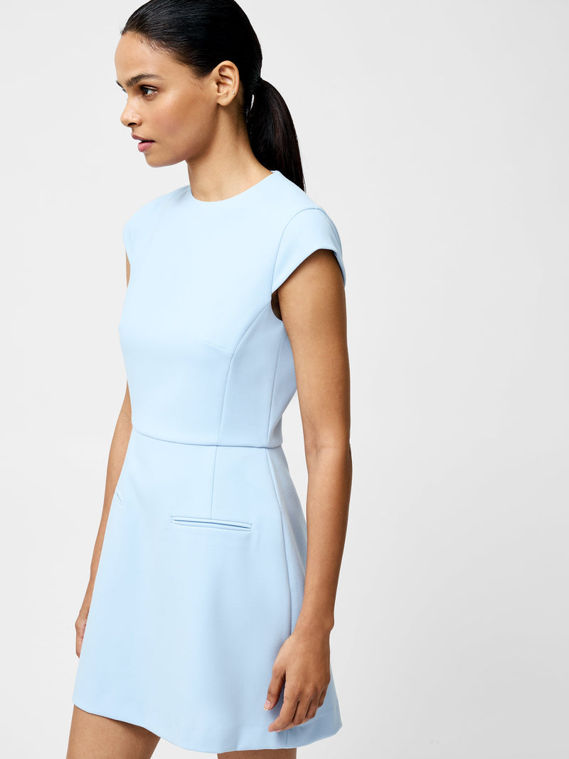 French Connection Whisper Crew Neck Mini Dress Cashmere Blue