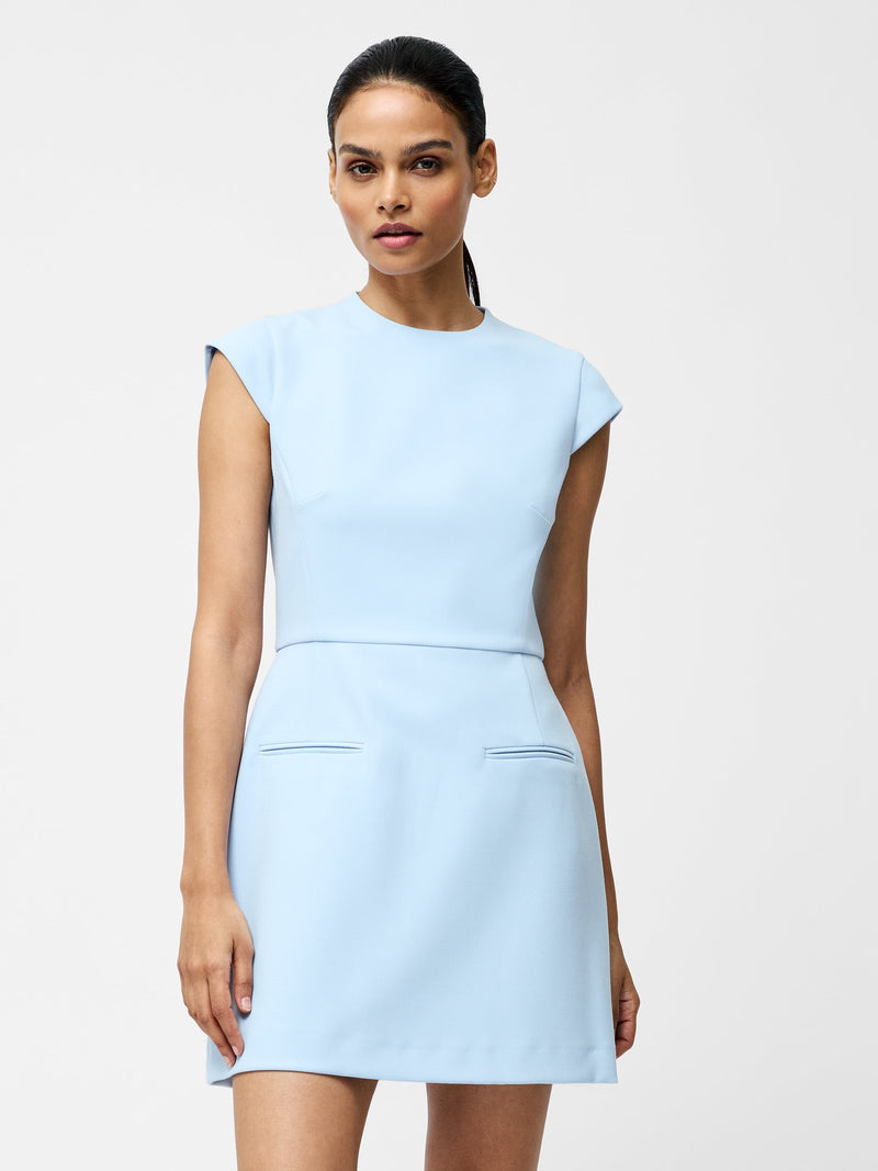 french connection Whisper Crew Neck Mini Dress Cashmere Blue