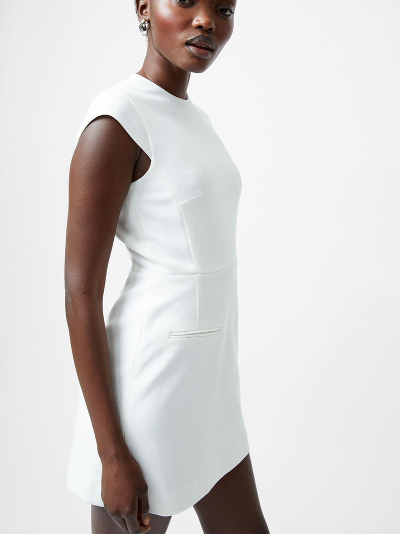 French Connection Whisper Crew Neck Mini Dress Summer White