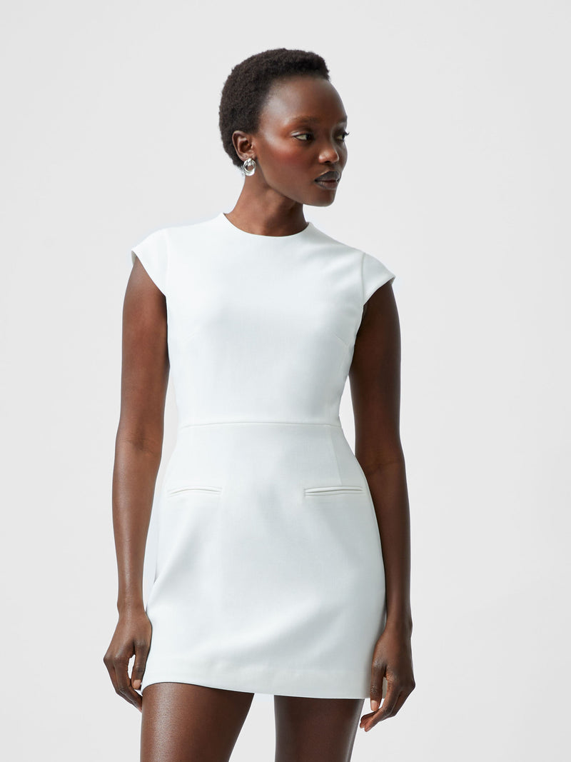 french connection Whisper Crew Neck Mini Dress Summer White
