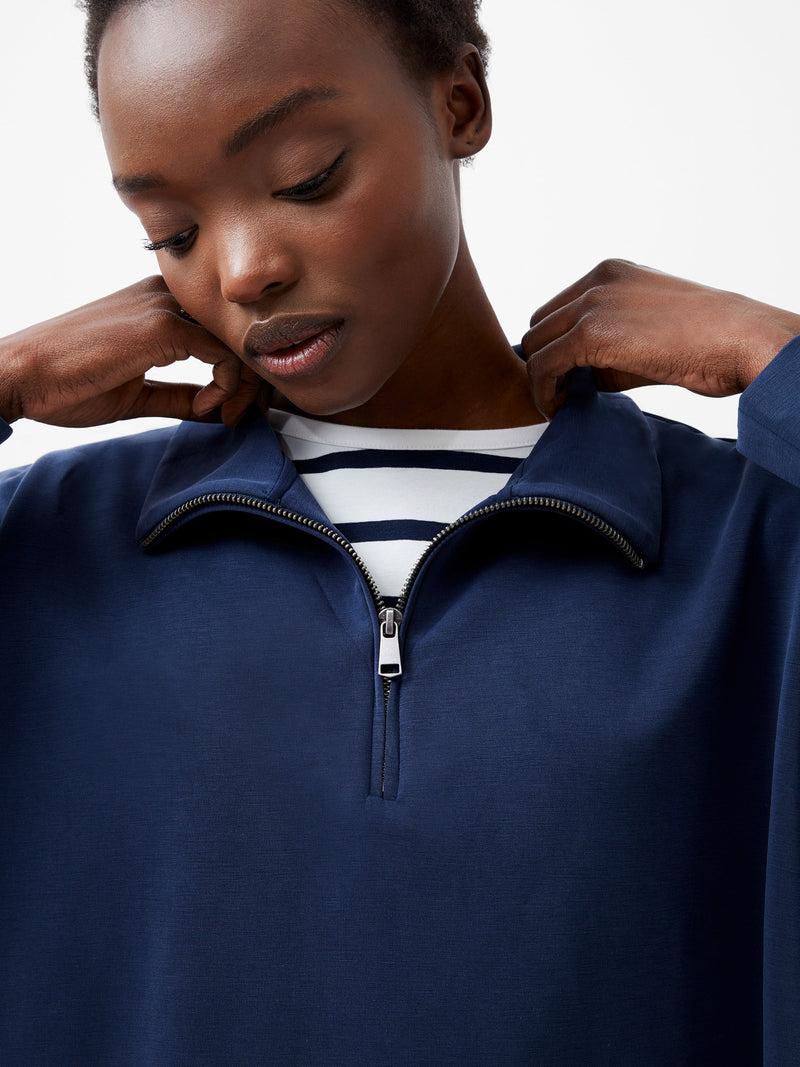 French Connection Wren Half Zip Sweater Midnight Blue