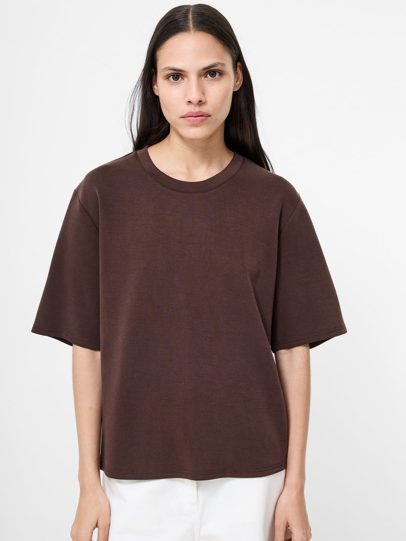french connection Wren Short Sleeve Pinched T-Shirt Bitter Chocolate