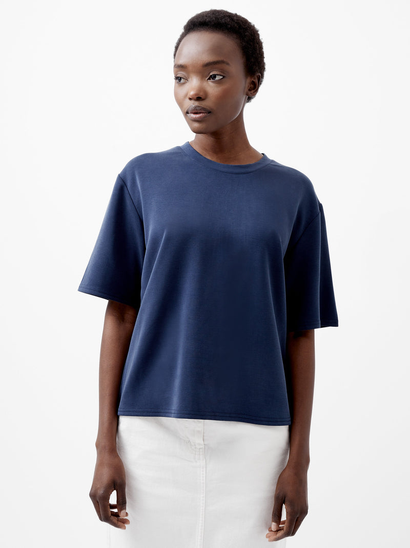 French Connection Wren Short Sleeve Pinched T-Shirt Midnight Blue