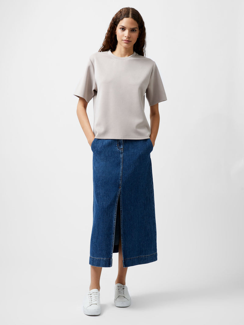 French Connection Wren Short Sleeve Pinched T-Shirt Washed Macchiato