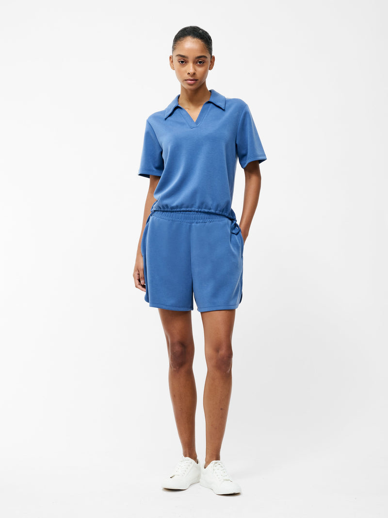 French Connection Wren Short Sleeve Polo Top Slate Blue