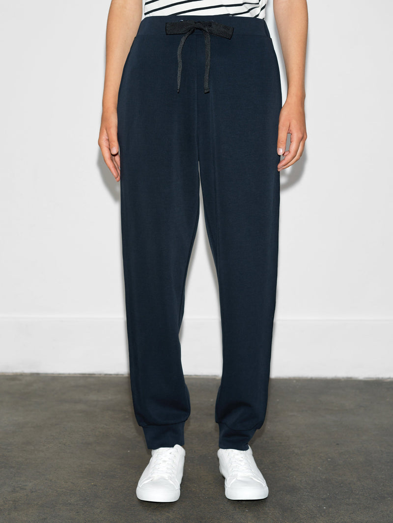 French Connection Wren Side Trim Tie Waist Trousers Navy/Black