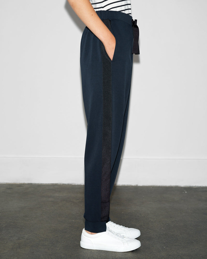French Connection Wren Side Trim Tie Waist Trousers Navy/Black