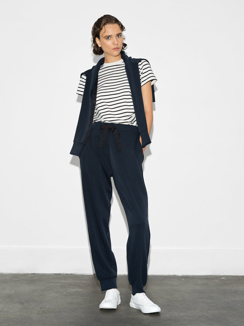 french connection Wren Side Trim Tie Waist Trousers Navy/Black