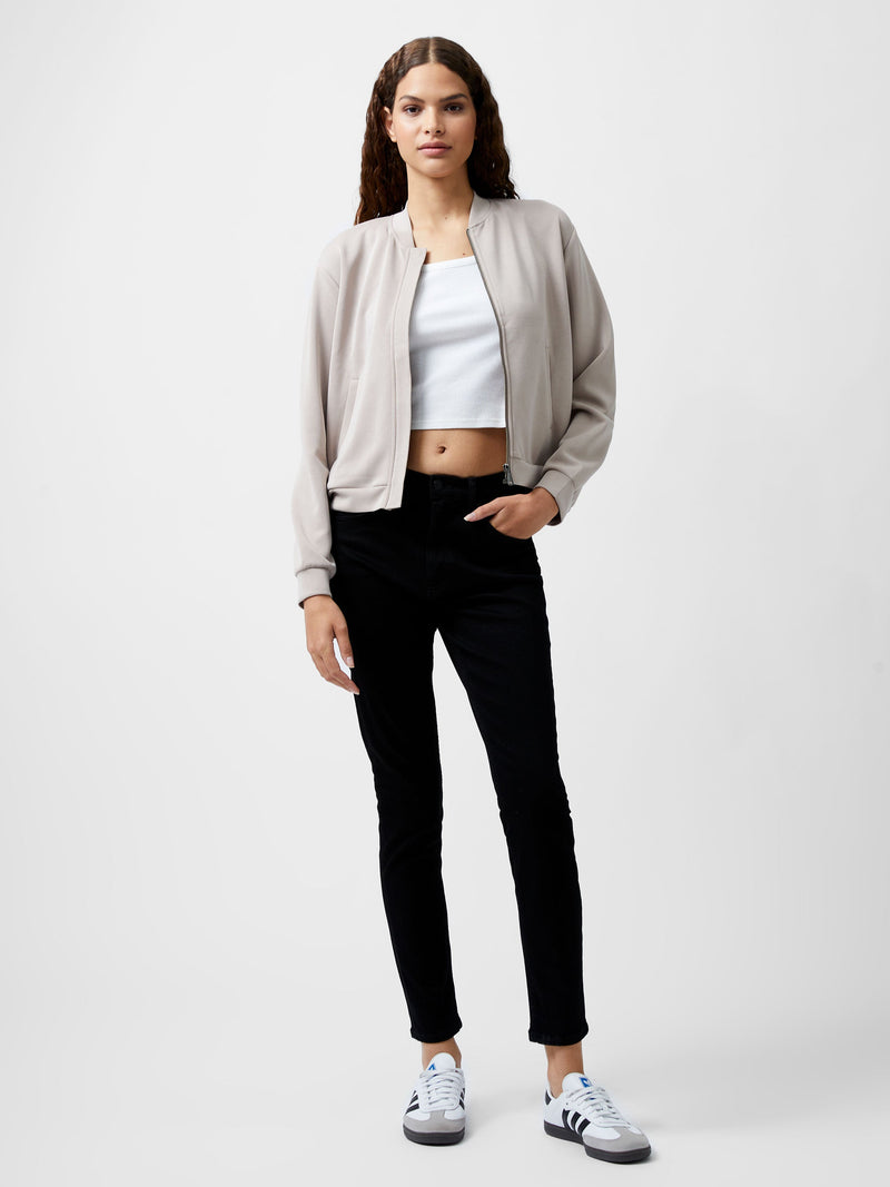 French Connection Wren Zip Through Bomber Jacket Washed Macchiato